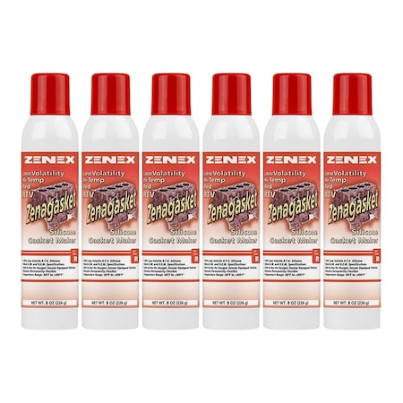 Zenex Zenagasket RTV Hi Temp Red net 8oz.cans., 6PK 494535